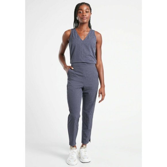 Athleta Pants - NWT Athleta Brooklyn Textured Jumpsuit Leopard Medieval Violet